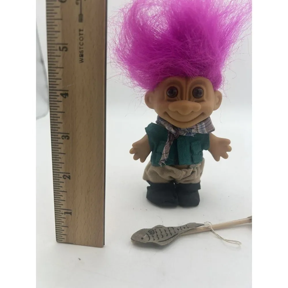 Vintage Russ Troll Doll‎ 'Fisherman' With Pink Hair 5